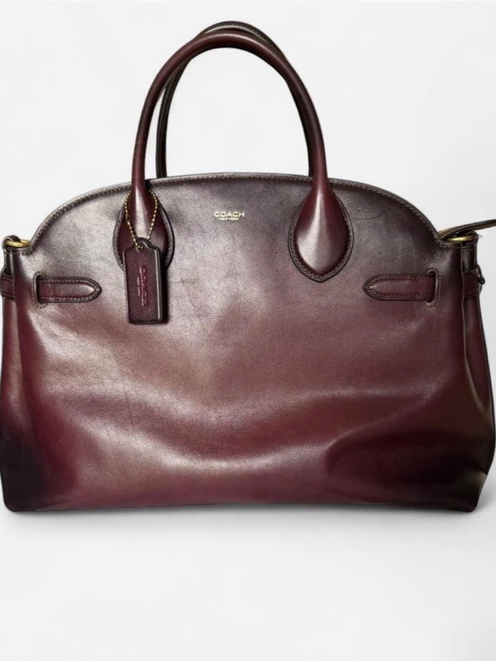 Soft Empire Carryall Bag 40 Coach Leather Satchel Bag in Burgundy - Picture 3 of 14